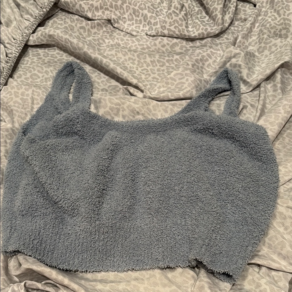 Cozy Grayish Blue Fuzzy Tank Top